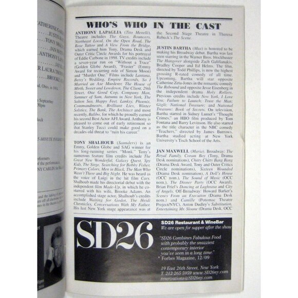 Let Me a Tenor Playbill July 2010 Tony Shalhoub Justin Bartha Anthony LaPaglia - Picture 9 of 10